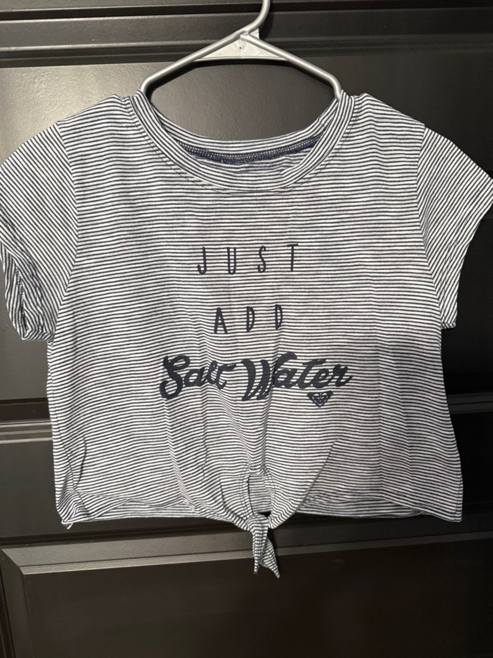 Roxy Navy and White Striped 'Just Add Salt Water' Crop Top